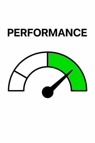 Performance Gauge Graphic with Bold Typography