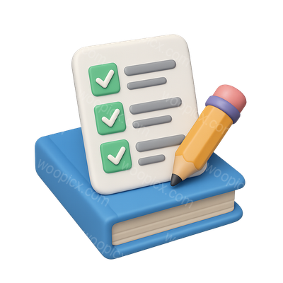 3D Curriculum Icon Featuring Checklist and Pencil