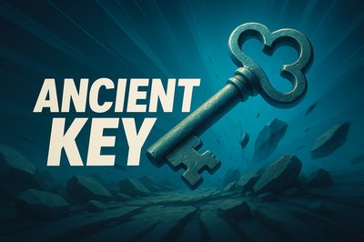 Dynamic Illustration of an Ancient Key with Vibrant Background