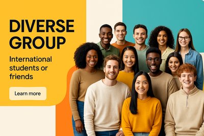Multicultural Gathering of International Students in Bright Corporate Style