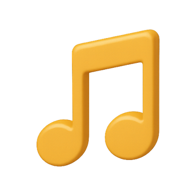 3D Music Note Icon in Bright Yellow