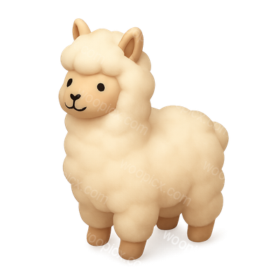 Charming 3D Alpaca Icon in Fluffy Wool Design