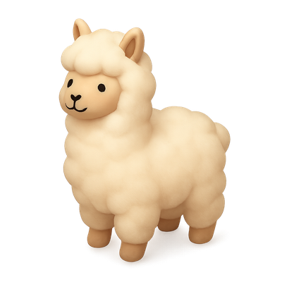 Charming 3D Alpaca Icon in Fluffy Wool Design