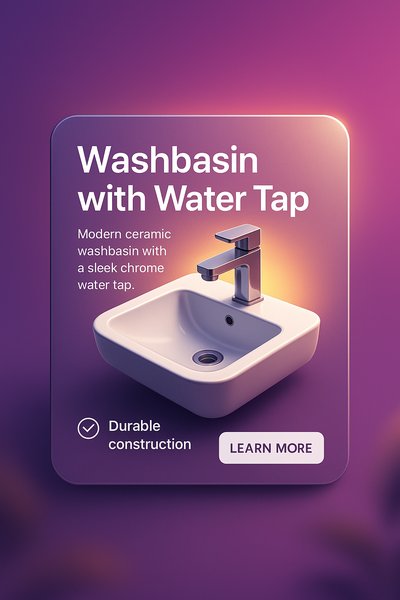 Modern Ceramic Washbasin with Chrome Tap