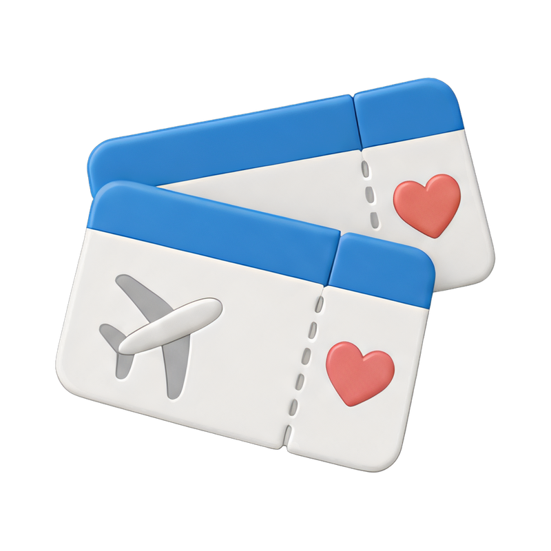 couple's honeymoon flight tickets