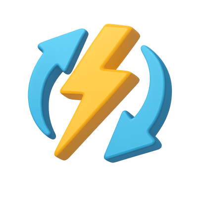 3D Lightning Arrows Icon with Dynamic Feel