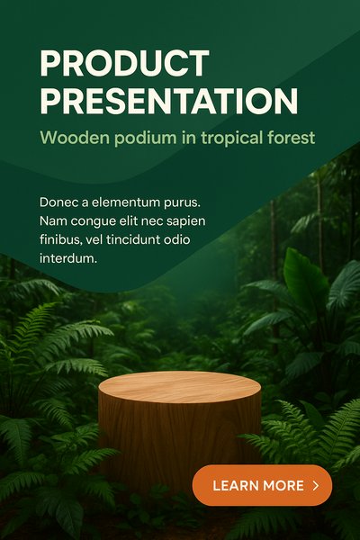 Tropical Forest Wooden Podium for Product Presentation