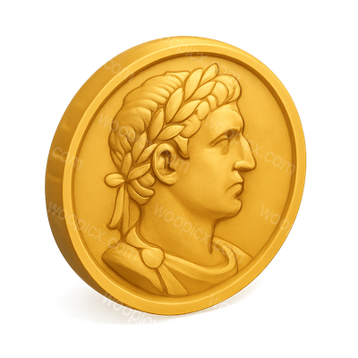 3D Render of a Roman Aureus Coin with Isometric View