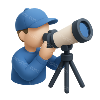 3D Icon of an Astrophotographer with Telescope