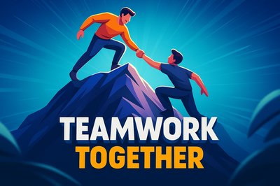 Dynamic Teamwork Concept Illustration of Helping Hand