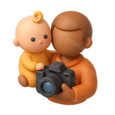3D Icon of a Baby Photographer Holding a Camera