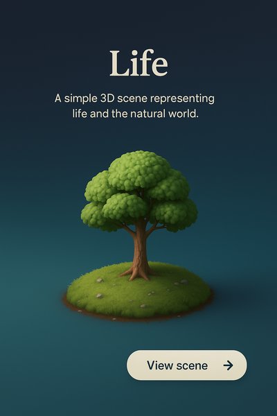 3D Scene Depicting Life in Nature with a Tree