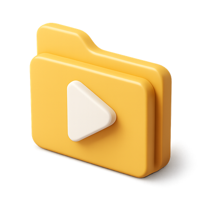 Stylish 3D Folder Play Icon with Isometric Design