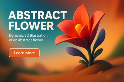 Dynamic 3D Illustration of an Abstract Flower