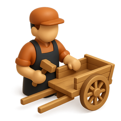 3D Cartwright Icon with Isometric Design