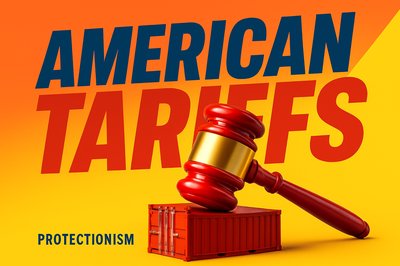 Vibrant 3D Illustration of American Tariffs and Protectionism