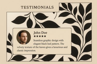 Elegant Black Leaf Pattern in Testimonials Design