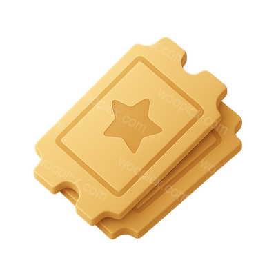 Stylish 3D Star Tickets Icon with Isometric View