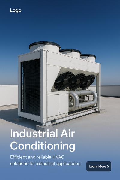 Large Industrial Air Conditioning Unit on Roof Under Blue Sky