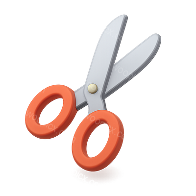 Stylish 3D Scissors Icon with Volumetric Design