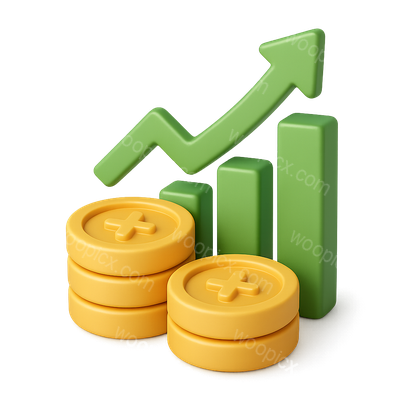 3D Coin Growth Icon Representing Earnings Increase