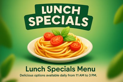 3D Lunch Specials Menu with Pasta Illustration