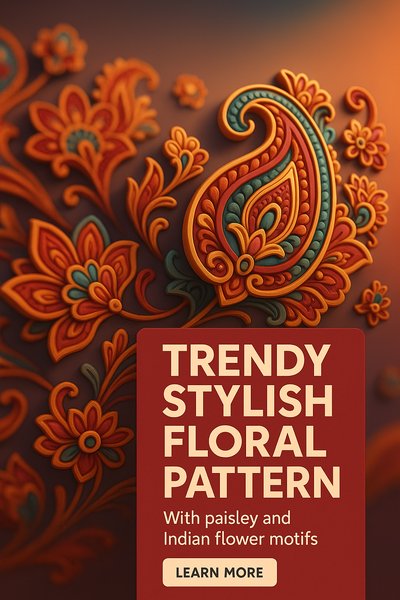 Stylish Floral Pattern with Paisley and Indian Motifs