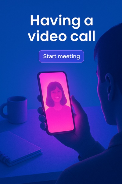 Illuminated Video Call Scene with Neon Glow