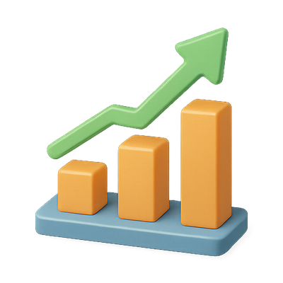3D Bar Chart Illustration Representing Growth