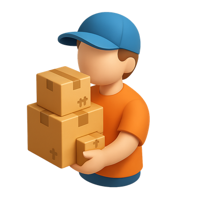 3D Icon of a Parcel Carrier Holding Packages