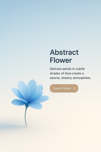 Serene Abstract Blue Flower Background in 3D Style