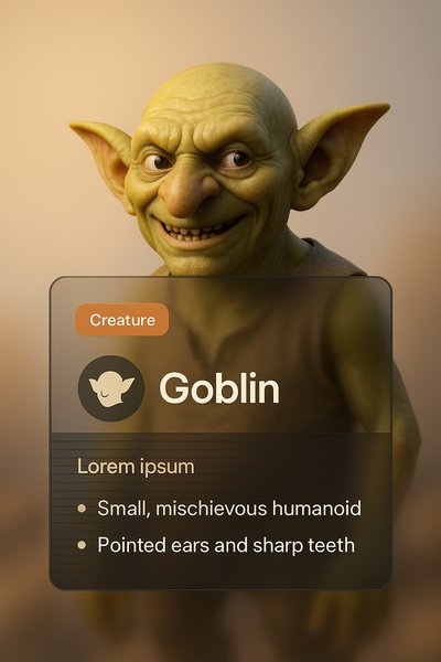 3D Goblin Character Illustration with Design Elements