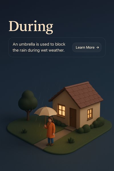 3D Scene Depicting Weather with Umbrella in Realistic Style