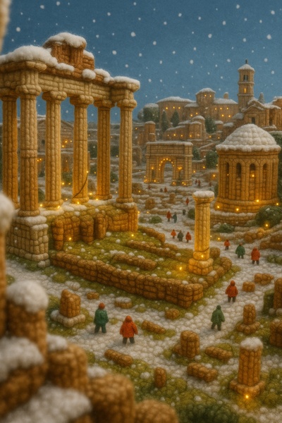 Winter Atmosphere at the Roman Forum in Yarn
