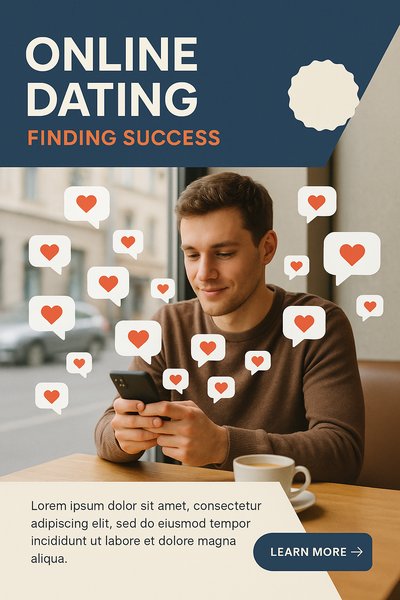 Café Scene with Chat Bubbles and Heart Icons