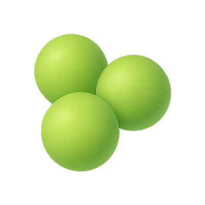 Three Glossy Green Spheres on a Transparent Background