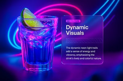 Vibrant Neon Cocktail with Dynamic Visuals
