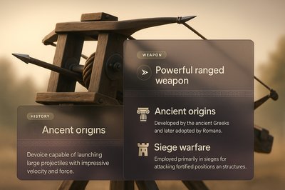 Stylish Ballista Illustration with Informative Blocks