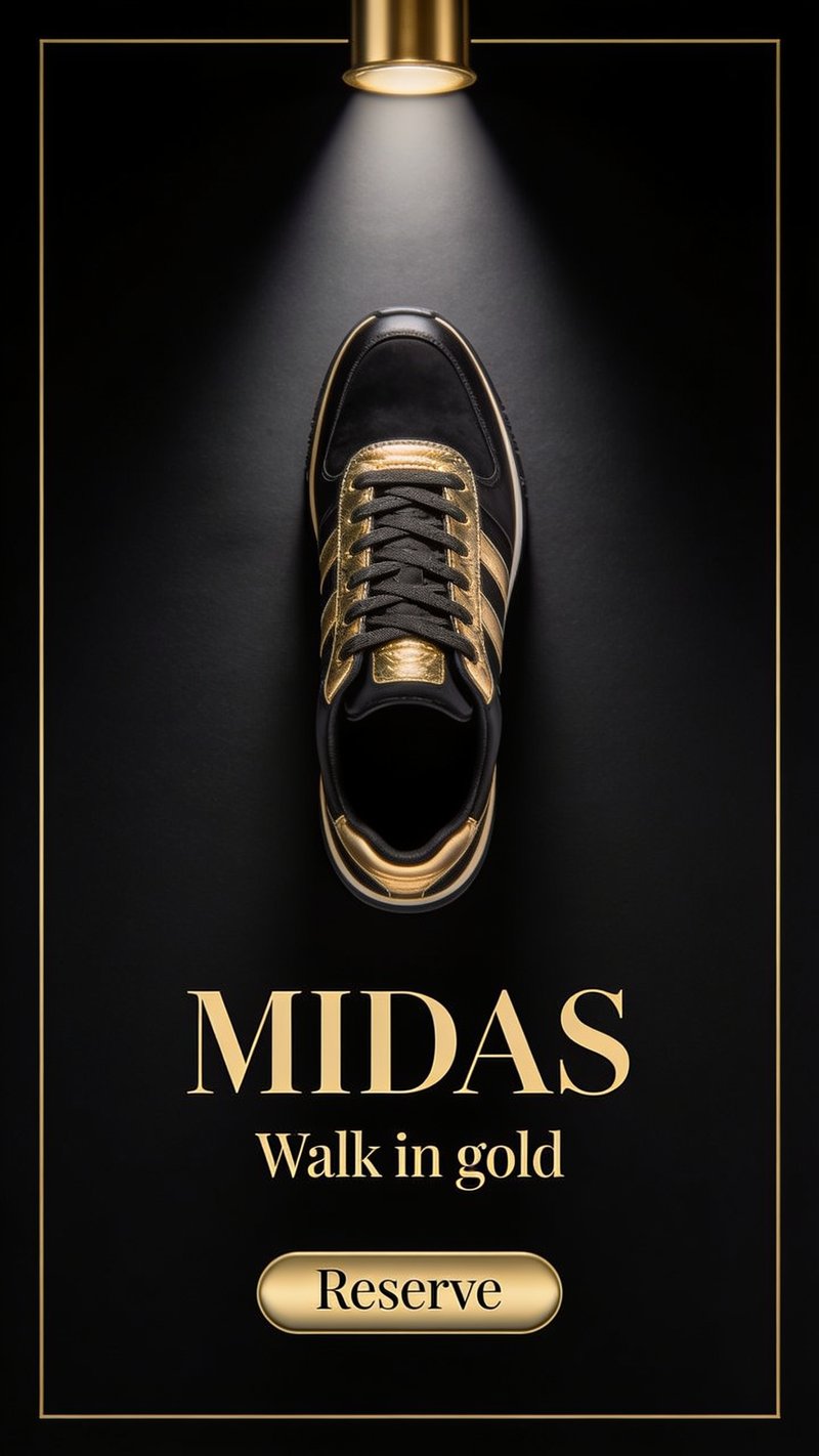 dark luxury sneaker with gold accents