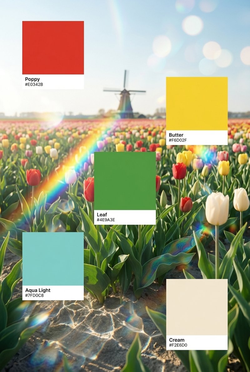 vibrant tulips in caustic light