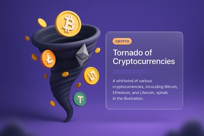 Tornado of Cryptocurrencies: A 3D Illustration