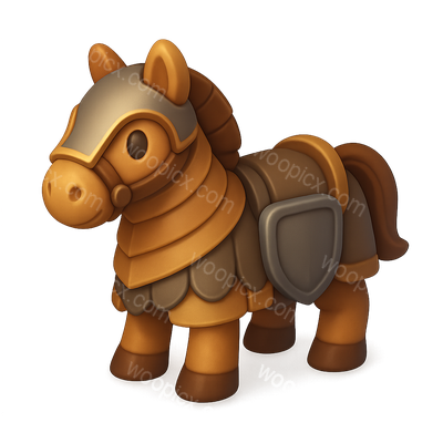 3D Armored Horse Icon for Gaming or Design