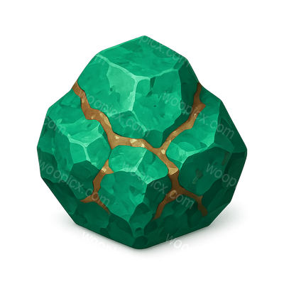 3D Isometric Icon of Copper Ore with Green Texture