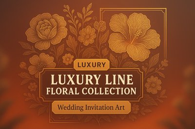 Elegant Floral Wedding Invitation Art Design