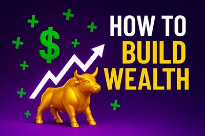 Wealth Building Concept Graphic with Bull and Growth Elements