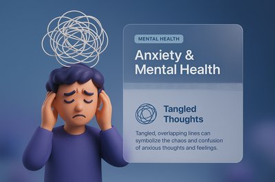 3D Illustration of Anxiety and Mental Health Concepts