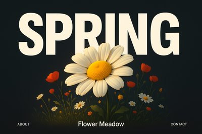 Bold Spring Meadow Illustration with Vibrant Flowers