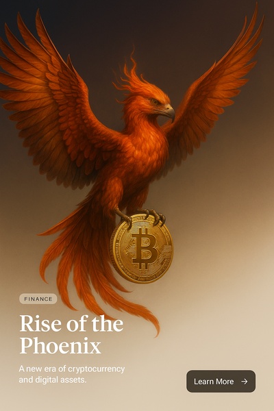 Phoenix Bird with Bitcoin in Claws - Finance Theme