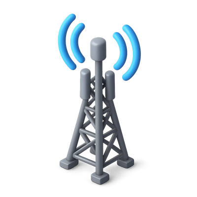 Stylish 3D Cell Tower Icon with Signal Waves