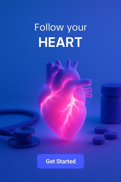Neon Heart Glow with Fluorescent Elements in Blue Background